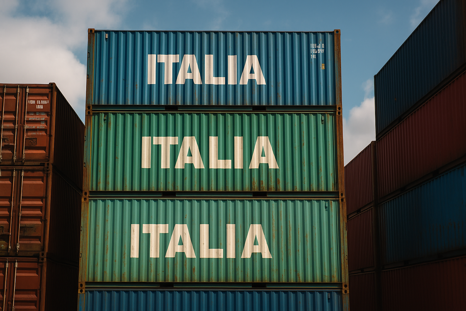 A large stack of shipping containers at an African port under a cloudy sky, symbolising Africa’s trade, debt, and economic ties in the global climate finance conversation.