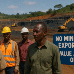 African officials stand near a mine site enforcing mineral export bans