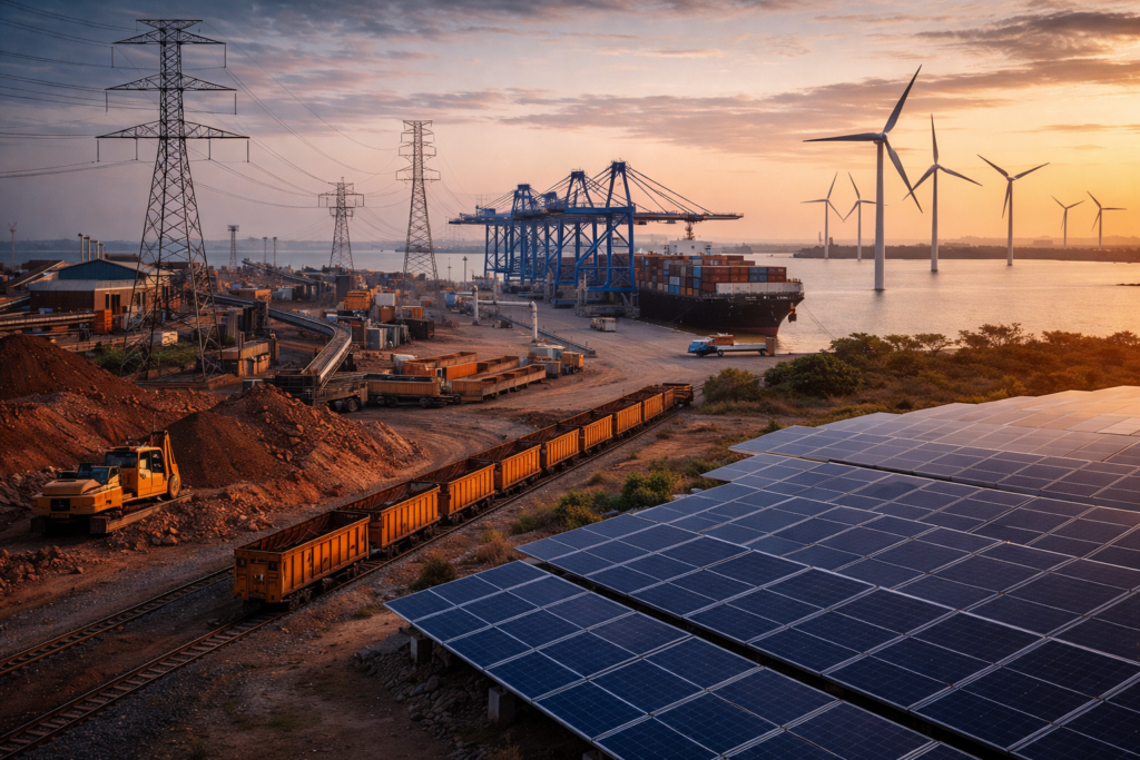 African mining and renewable energy infrastructure linked to clean-technology supply chains.