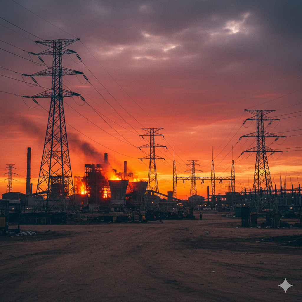 African steel or cement plant connected to electricity transmission lines